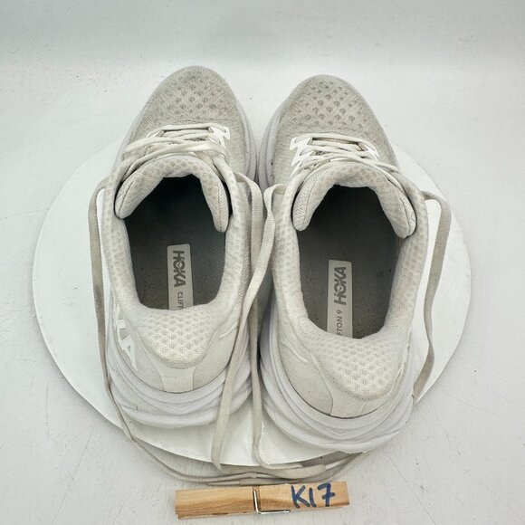 Hoka One One Clifton 9 Low Women Size 9B 1127896-WWH Triple White Running Shoes - Picture 9 of 11